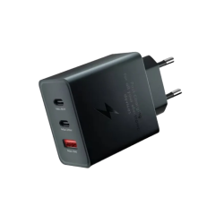 Cargador Triple 65W USB-C/USB-A | Rápido y Compacto