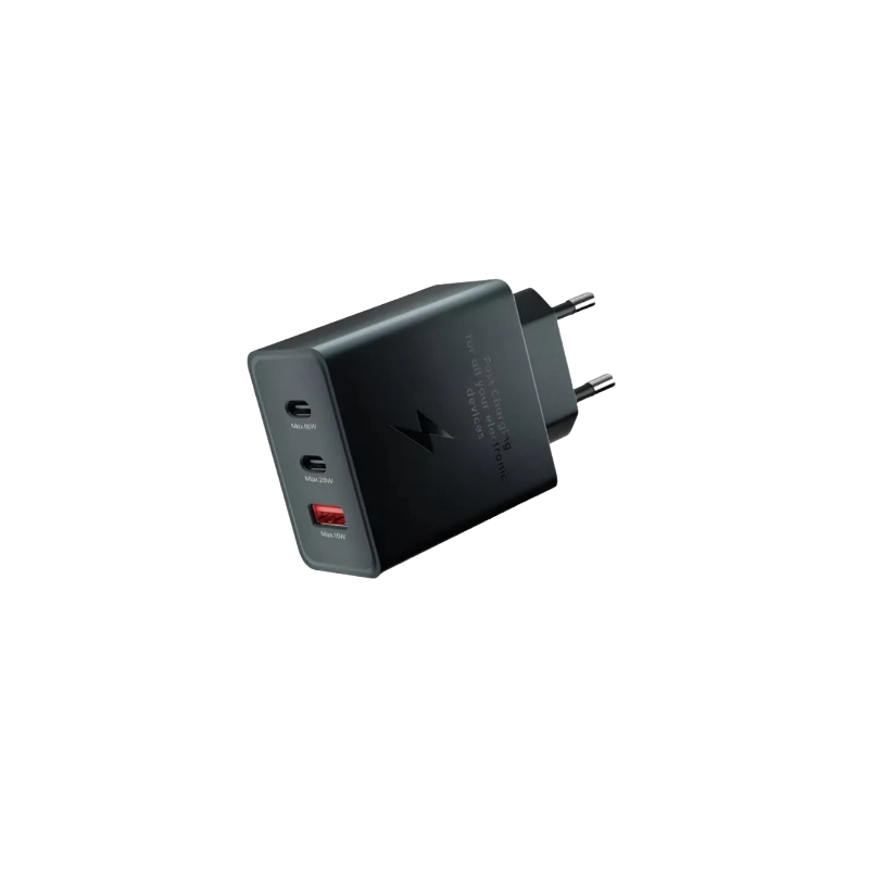 Cargador Triple 65W USB-C/USB-A | Rápido y Compacto