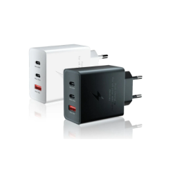 Cargador Triple 65W USB-C/USB-A | Rápido y Compacto